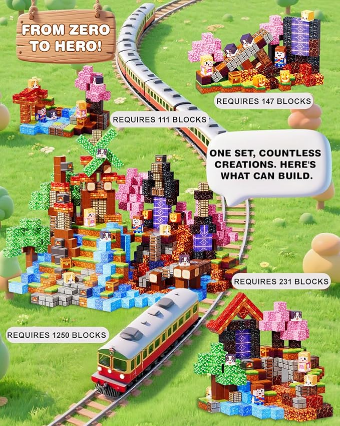 Magnetic Blocks for Kids 220PCS, Large 1-Inch Magnetic Building Blocks with Powerful Magnets, STEM Sensory Toys, Creative Educational Stacking Cubes, Perfect for Boys & Girls Ages 3-12