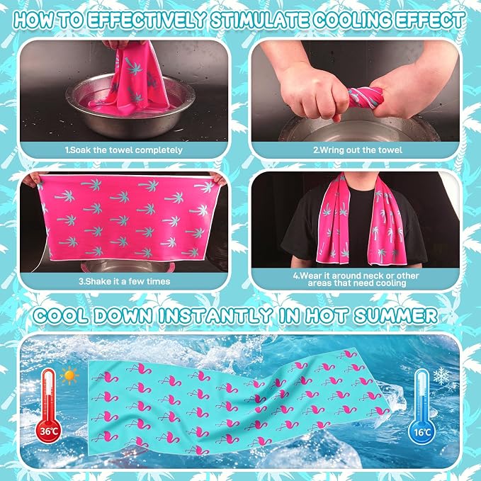 12Pcs Neck Cooling Towel, 40"X12" Hawaiian Print Baseball Ice Towels Soft and Breathable Sports Towel Outdoor Sports Colorful Fast Drying Towel for Gym Outdoor Camping Baseball Team Gift