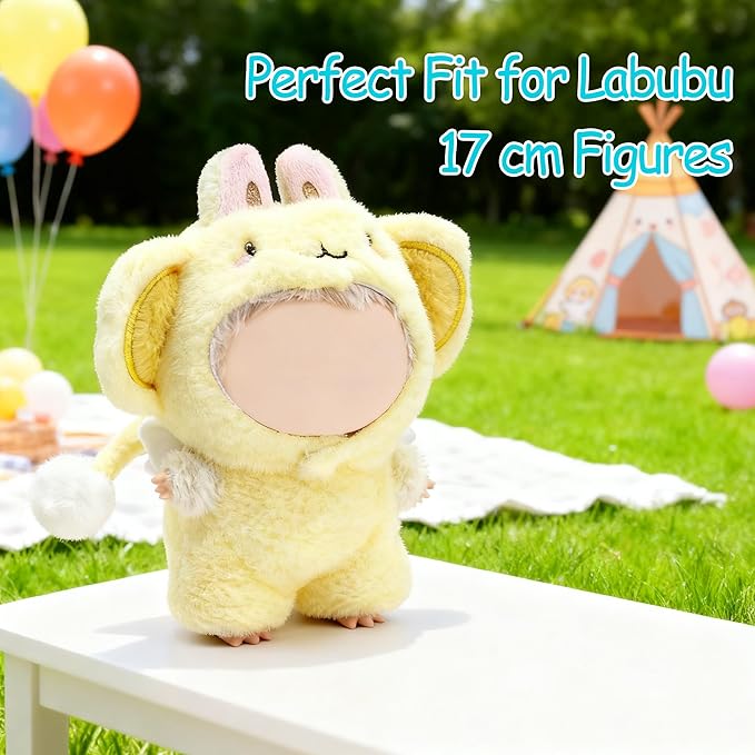 17cm Doll Clothes, Bear Outfits for Clothes Set, Premium Fashion Dolls Keychain Accessories, Faking Animal Style Outfit Jumpsuit (bee)