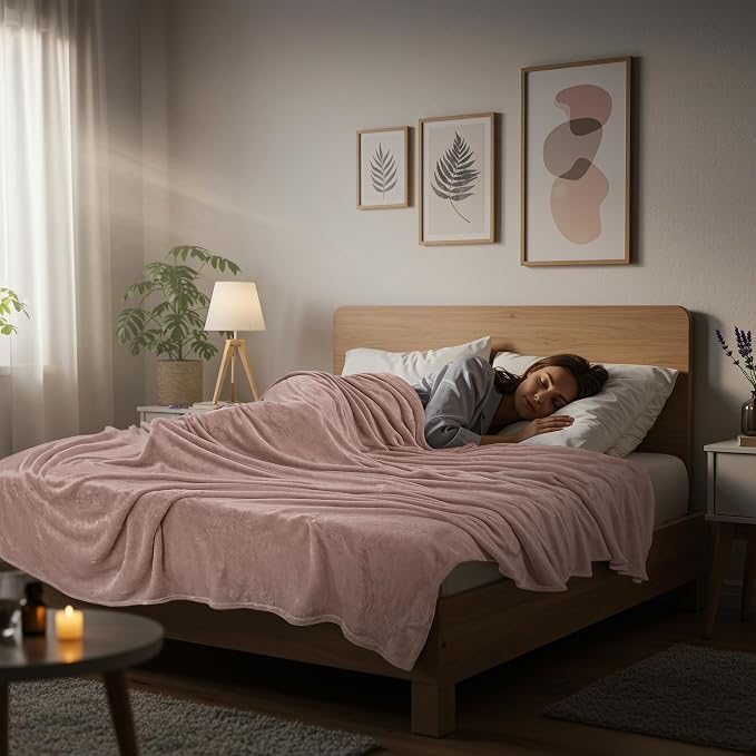 Utopia Bedding Soft Fleece Bed Blanket Queen Size Rose Pink (90x90 Inch) | Microfiber Plush Warm Lightweight Breathable Cozy Blanket Anti-Static, All Season Use, Gift for Women and Men