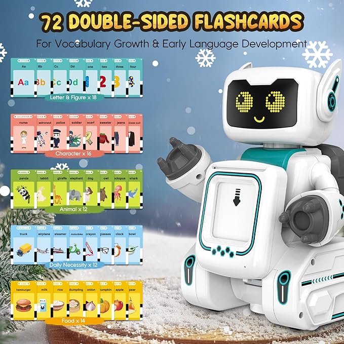 Robot Toys for Kids 5-7, Interactive Remote Control Robot Toys with Talking Flash Cards, Walks, Sings Dances, Sight Words Flash Cards Kindergarten Robots Toy Perfect Learning Gift for Boys, Girls