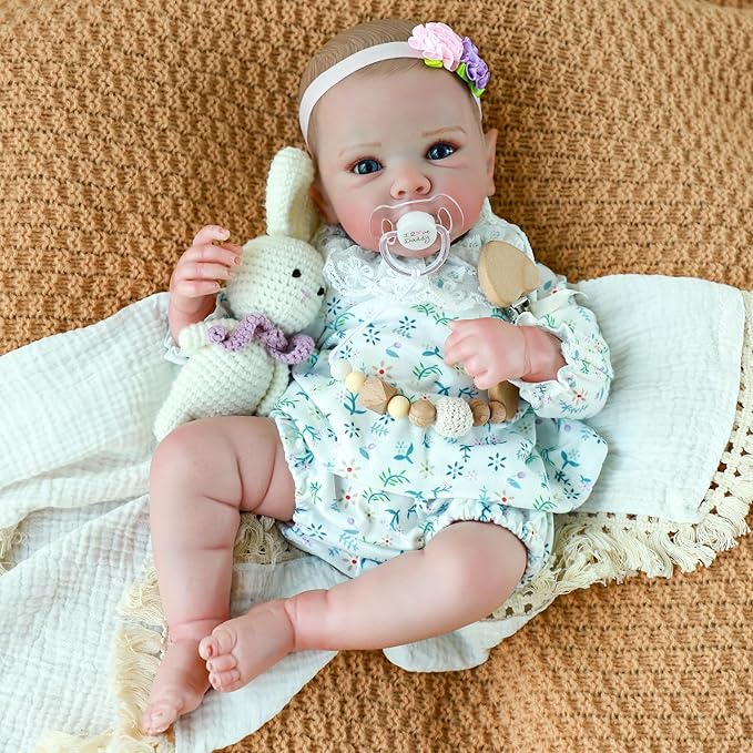 WOOROY Realistic Reborn Baby Dolls, 20 Inch Lifelike Newborn Baby Girl Doll with Full Body Vinyl, Real Life Baby Dolls with Accessories Gift Toys for Kids Age 3+