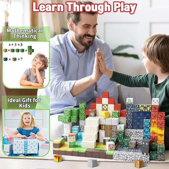 300PCS Magnetic Blocks 0.8in Magnet Cubes for Kids Boys Girls Age 3 4 5 6 7 8 9 10 Magnetic Toys Building Blocks Sets Educational Stacking Magnet Building Cubes Construction Toy Gift