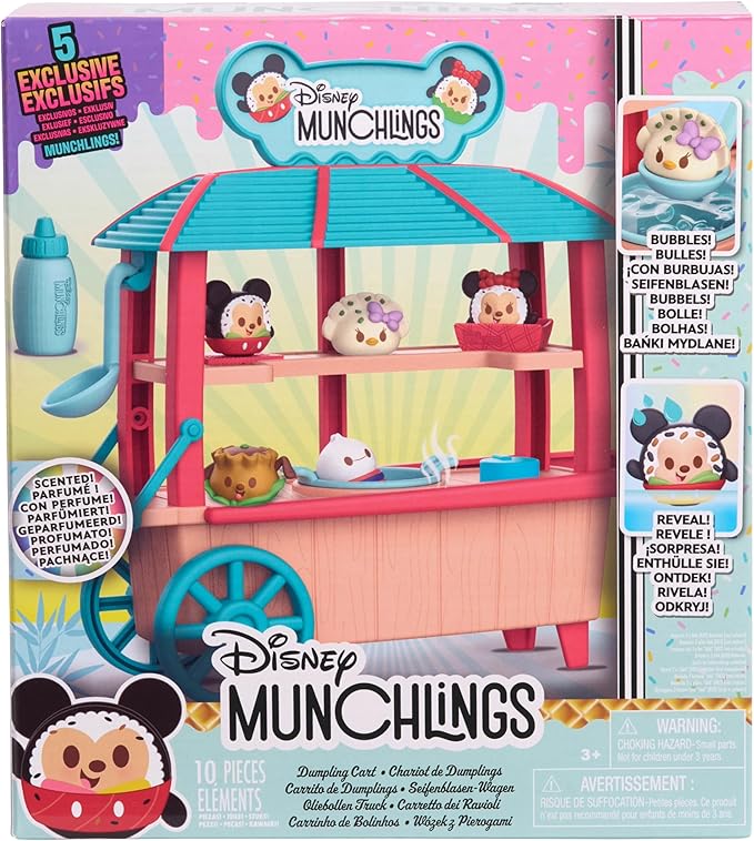 Disney Munchlings Dumpling Cart, 11-Piece Color Change Figure Playset, 1-inch Collectible Scented Figurines, Amazon Exclusive, Toy for Fans, Teens, Adults, Kids, Ages 3 Up, by Just Play