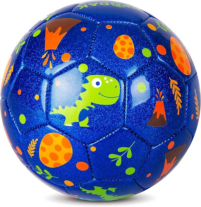 Kids Soccer Ball Size 2 Size 3 Size 4 with Pump Deflated - Operation Christmas Child Shoebox Gift - Glitter Purple Blue Unicorn Dinosaur Toys for Toddler Kids Boys Girls 1-3 3-8 8-12 Years Old