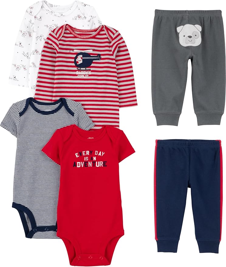 Simple Joys by Carter's Baby 6-piece Bodysuits (Short and Long Sleeve) and Pants Set