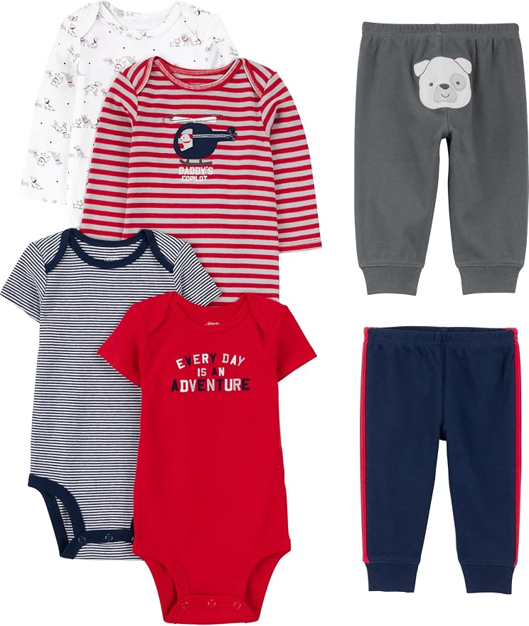 Simple Joys by Carter's Baby 6-piece Bodysuits (Short and Long Sleeve) and Pants Set