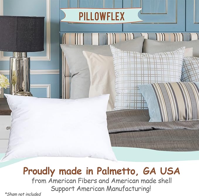 Pillowflex Synthetic Down Pillow Insert 12x16 in - Karate Chop Pillow | Small Rectangle Sham Form, Plush Polyester Cotton Blend, Cloud-Like Comfort, Clump-Resistant Fill, Smooth Elegant Finish