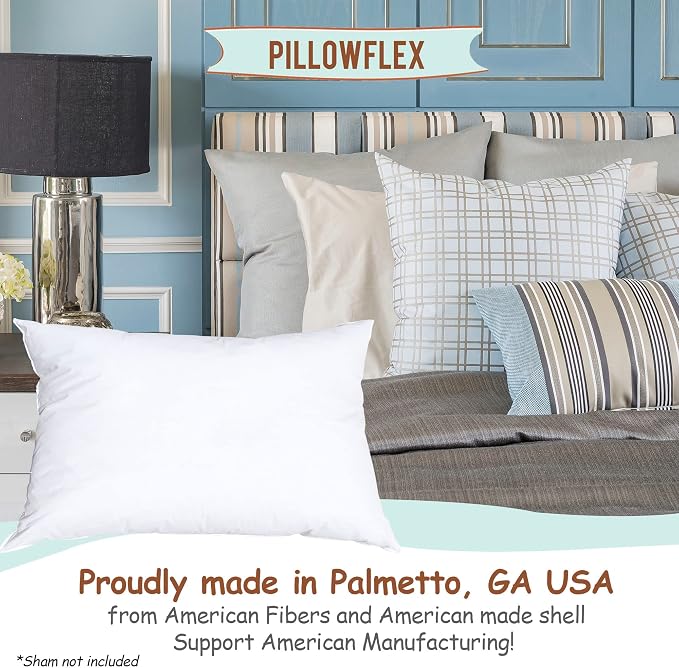 Pillowflex Synthetic Down Pillow Insert 12x24 in - Karate Chop Pillow | Large Rectangle Sham Form, Plush Polyester Cotton Blend, Cloud-Like Comfort, Clump-Resistant Fill, Smooth Elegant Finish
