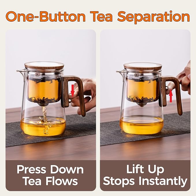 Enchanted Tea Pot, Magic Tea Pot for Loose Leaf Tea Steeper, Heat Resistant Borosilicate Glass Teapot with Tea Infuser, Ideal Gift for Tea Lovers - 27 oz (800 ml) (Hinged Lid)