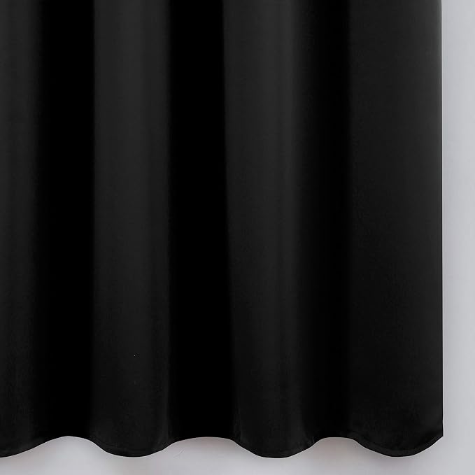 LEMOMO Black Blackout Curtains 34 x 54 Inch Length/Set of 2 Curtain Panels/Thermal Insulated Room Darkening Blackout Curtains for Bedroom
