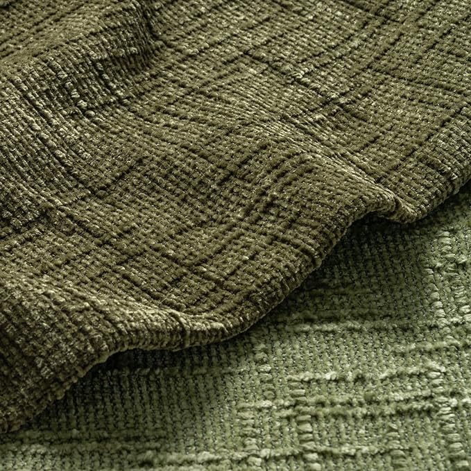 MIULEE Chenille Textured Throw Pillow Covers Olive Green 20x20 Set of 2 | Slubby Decorative Pillows, Boho Farmhouse Home Decor, Modern Neutral Cushion Covers for Couch Sofa Bed Living Room
