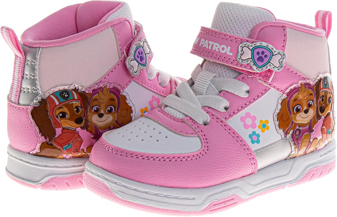 Josmo Girls High Top Sneakers Minnie Mouse Frozen Elsa Anna Paw Patrol Skye Lilo & Stitch Moana Character Shoes for Girls Size Toddler to Little Kid