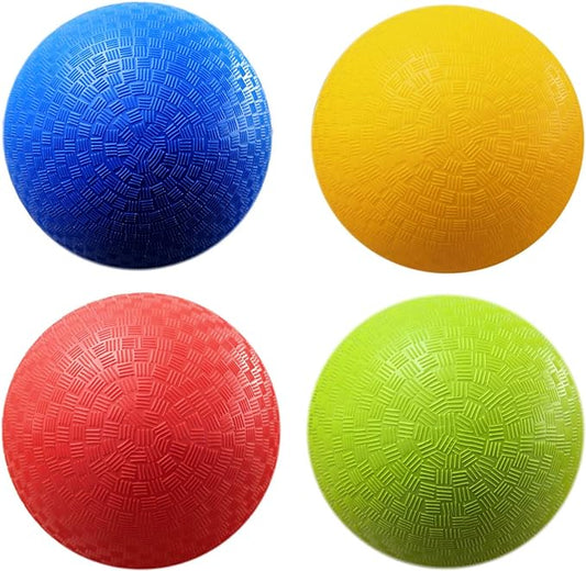AppleRound 4-Pack of 5 Inch Small Playground Balls for Toddlers Kids with Air Pump - Kickball, Handball for Outdoor Kindergarten Preschool Games