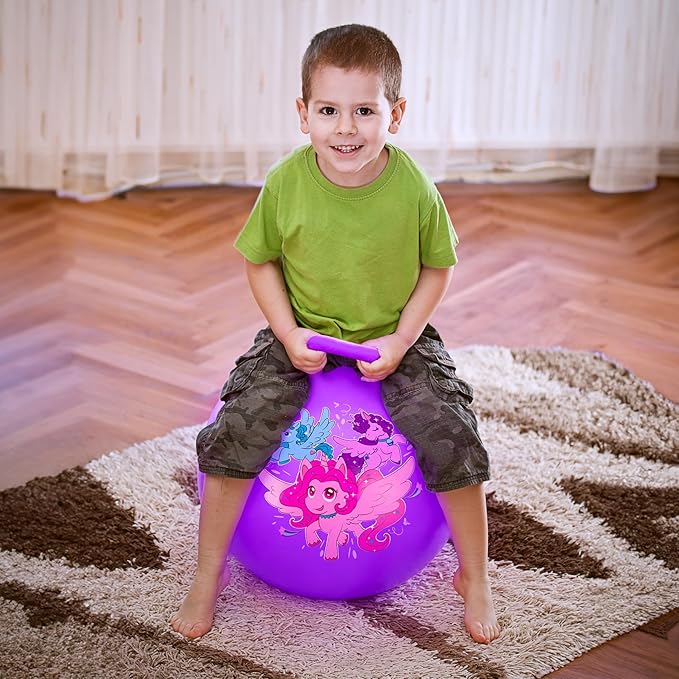 U&C Planet Hopper Ball 18 inches Bouncy Ball with Handle for Kids Age 3-6 Hoppity Hop Sit and Bounce Jumping Hopping Toy with Pump and Gift Box Great Gift for Birthday Christmas, Purple