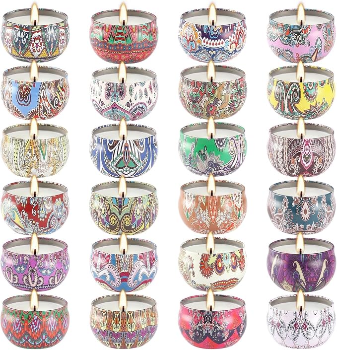 Pliadvbu Scented Candles - 2.5 oz Aromatherapy Candle Gift Sets - Soy Wax with Essential Oil -Wonderful Gifts for Women Mother Friends Coworkers, 24 Pack