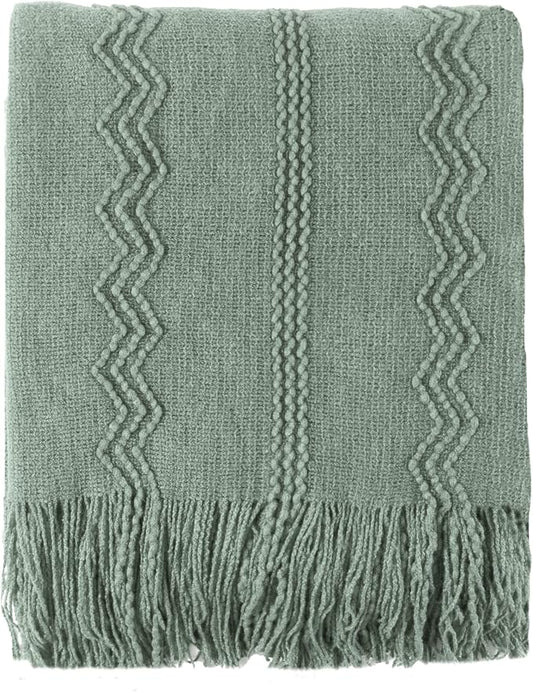 BATTILO HOME Sage Green Throw Blanket for Couch, 50"x60" | Sage Green Decor, Knit Throw Blankets For Bed, Spring Green Throw Blanket