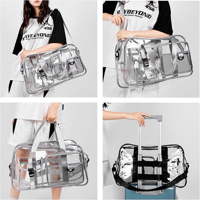 Small Gym Bag for Women, Travel Duffle Bag Carry On Weekender Bag with Shoe Compartment