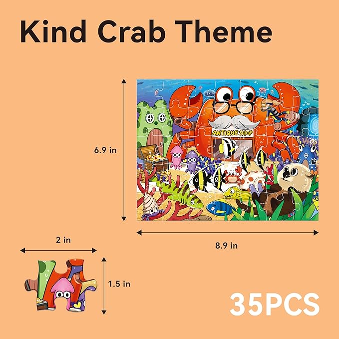 Dotimo 4-Pack Ocean Animal Puzzles for Kids Ages 3-5, Progressive Learning Puzzles with Storage Box – 24/30/35/48 Piece Educational Games for Toddlers, Family Activities & Gifts