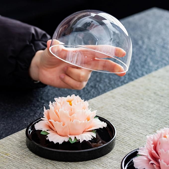 Passive Diffuser Ceramic Flower Aromatherapy – Exquisite Handcrafted Ceramic Decorative Essential Oil Diffuser for Office Desk, Home, and Yoga, with Robust Gift Box Packaging (Green Peony)