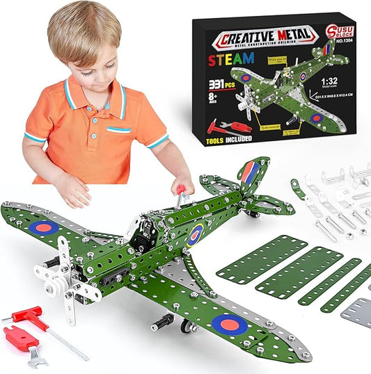 STEM Building Toys Model Airplane Kits for Boys 8-12,Airplane Model Scale 1:32 Metal Building Kit,Construction Set Model Planes for Kids 8-12,Best Airplane Gifts for Hurricane Fighter Fans