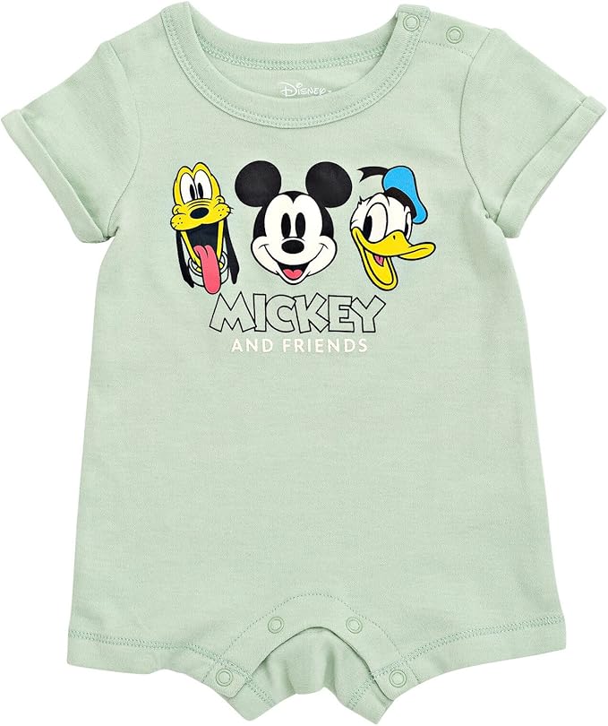 Disney Baby Romper and Reversible Bucket Sun Hat Outfit Set Newborn to Infant Sizes (Newborn - 24 Months)