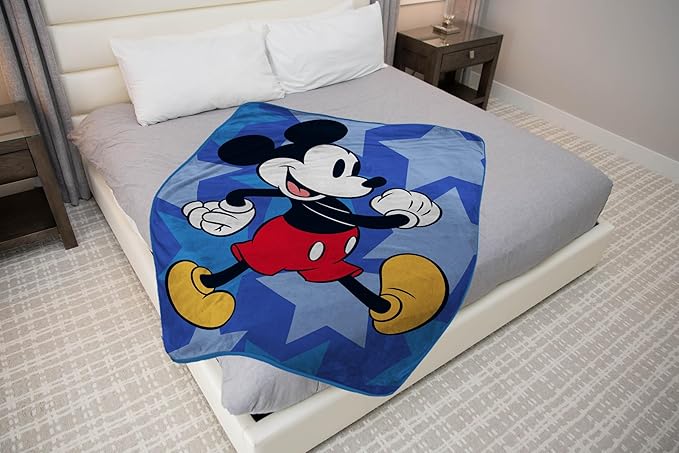 Jay Franco Kids Plush Throw Blanket – Soft & Cozy Fleece Throw for Bedroom & Couch Décor, Official Licensed Product, Blue - Mickey Mouse, 46x60 - Throw Blanket