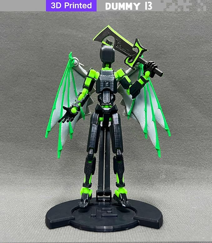 (Assembly Completed) T13 Action Figure, 5.5 Inch 3D Printed Multi-Jointed Movable Dummy 13 Toy,Dummy 13 Robot Action Figure with Lots of Weapons, Black