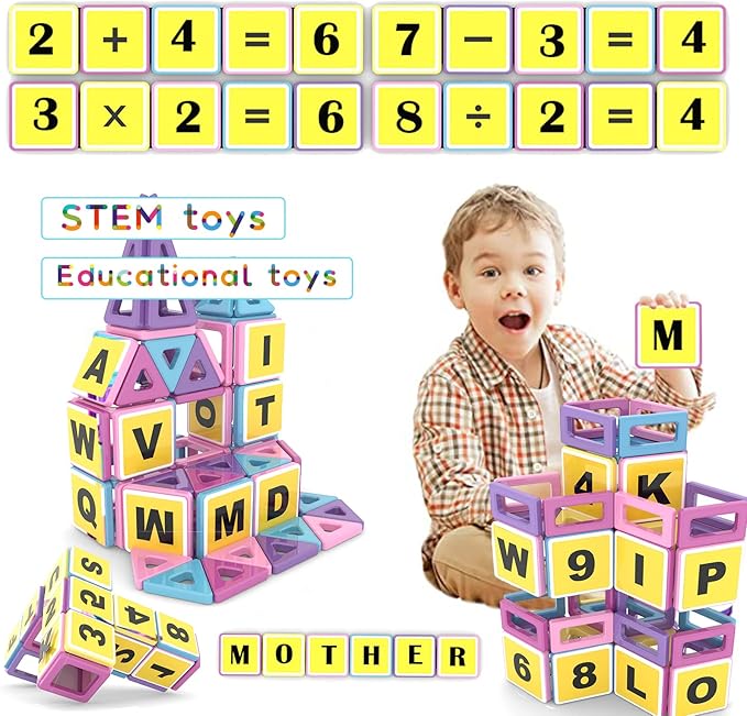 AOMIKS 154 Pcs Magnetic Building Blocks Educational & Inspirational Magnetic Stacking Blocks Mini Magnetic Tiles Construction Toys Building Set for Kids Birthday Gift for Girls Boys Ages 3-12