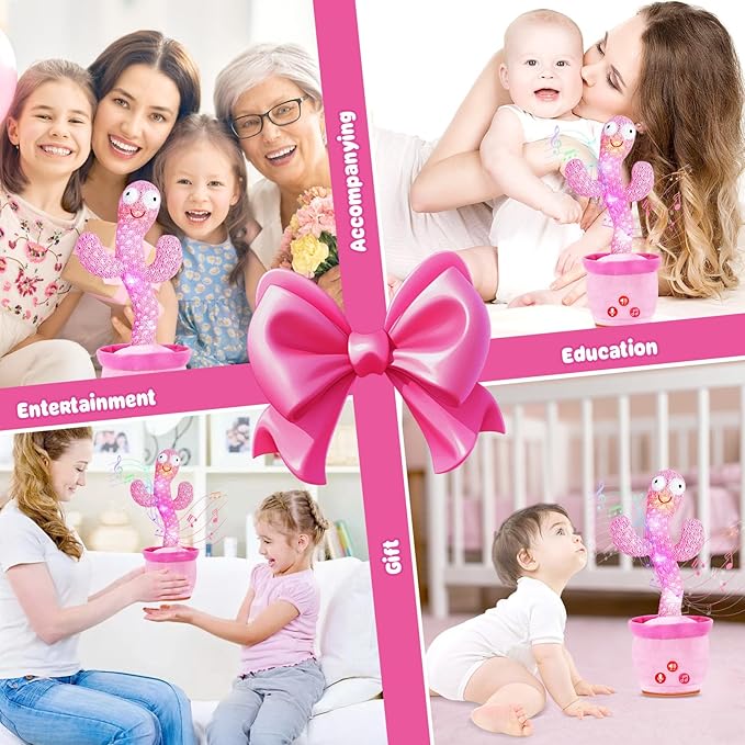 Dancing Talking Cactus Toy for Baby Toddlers, Baby Girl Toys, Volume Adjustable, Mimicking, Recording, Singing English Songs, Perfect Baby Toys & Gifts for Girls
