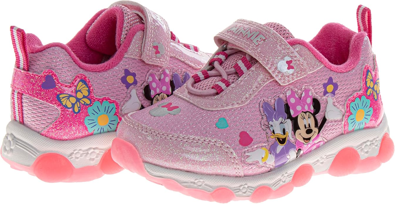 Girls Character Shoes Light Up Shoes LED Athletic Shoes for Girls Disney Princess Moana Little Mermaid Stitch Minnie Frozen Paw Patrol (Sizes: 5-10 Toddlers / 11-12 Little Kid)