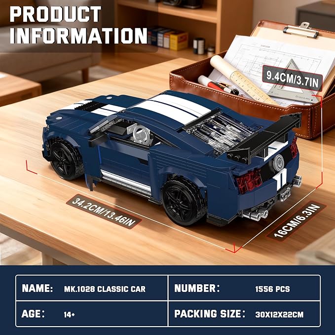 Mould King 10208 Sports Car Building Block Kits, MOC Supercar Racing Car Model Building Sets, Gift for Age 14+/Adults Collections Enthusiasts (1556+ Pieces, Static Version)