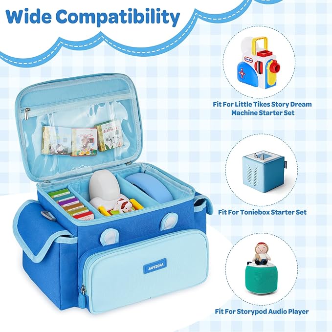 Carrying Case Compatible with Toniebox Starter Set Bundle, Travel Storage Bag Compatible with Little Tikes Story Dream Machine Books Starter Set, Pink&Blue(Bag Only)