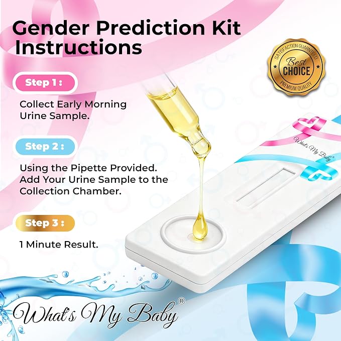 Whats My Baby® Early Gender Prediction Test - Reveal if Your Baby is a Girl or Boy from 5 Weeks - Instant Results - Gender Reveal Early Pregnancy Test Kit