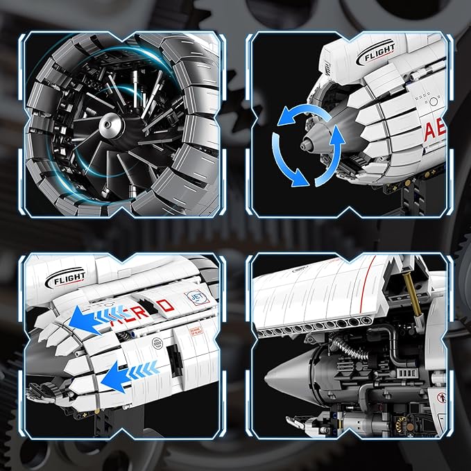 Reobrix Aircraft Engine Building Sets, Engine Model Kit That Works, Model Engine Kit for Adults with Motor 33019, STEM Mechanic Engineering Model Construction Toys for 14+ (1813 PCS)