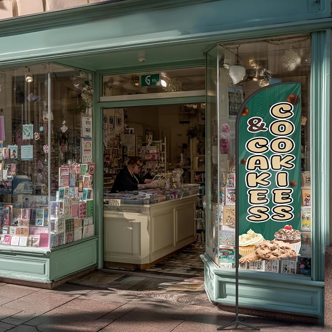 Cookies & Cakes Feather Flag for Storefronts 6 FT (Flagpole Not Included) | Business Advertising Flag