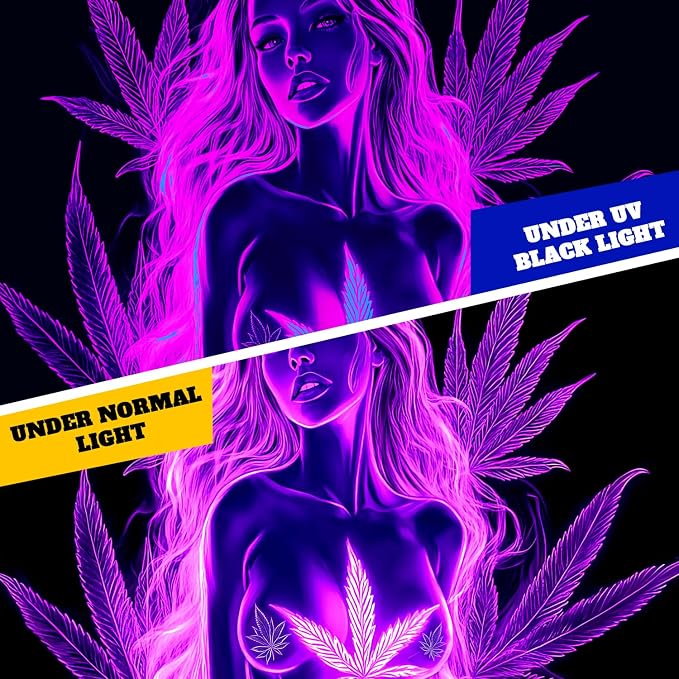 Bcsewcg Blacklight Art, Women Sexy Purple UV Glow in the Dark Hot Girl Wall Art for Adults Room Dorm Decor