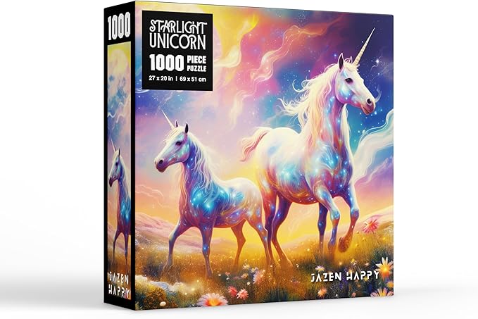 Challenging Jigsaw Puzzle for Adults and Families - 1000 Pieces - Starlight Unicorn - Jazen Happy - 27x20 inch - Poster Included Puzzle