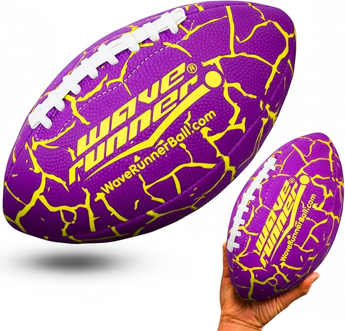 Wave Runner Grip It Waterproof Junior Size Football, 9.25 Size, Durable & Double Laced, Perfect for Beach Accessories, Kids Games, Pool Toys, Outdoor Games, All-Weather Indoor & Outdoor Play