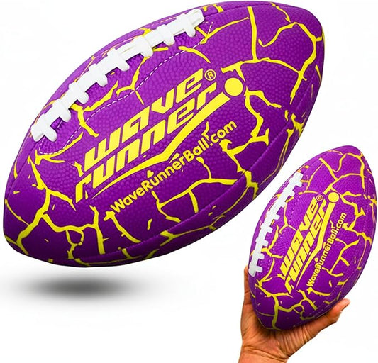Wave Runner Grip It Waterproof Junior Size Football, 9.25 Size, Durable & Double Laced, Perfect for Beach Accessories, Kids Games, Pool Toys, Outdoor Games, All-Weather Indoor & Outdoor Play