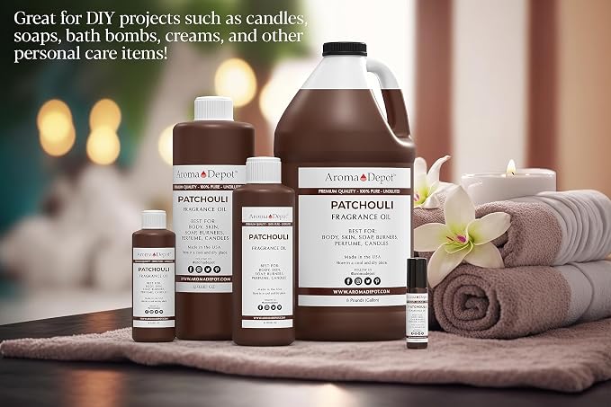 Aroma Depot Patchouli 1 oz. Fragrance Oil I Perfume I Skin Oil I Scented Oil. DIY Projects such as Candles, Bath Bombs, Body Butters, Creams & Lotions. Few Drops in The Diffuser, Burners, or Warmers.