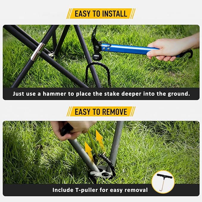 RIY Trampoline Stakes Anchors High Wind Heavy Duty Tent Stakes 12 Inch Ground Anchor Trampoline Accessories with T Hook