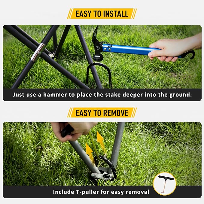 RIY Trampoline Stakes Anchors High Wind Heavy Duty Tent Stakes 12 Inch Ground Anchor Trampoline Accessories with T Hook