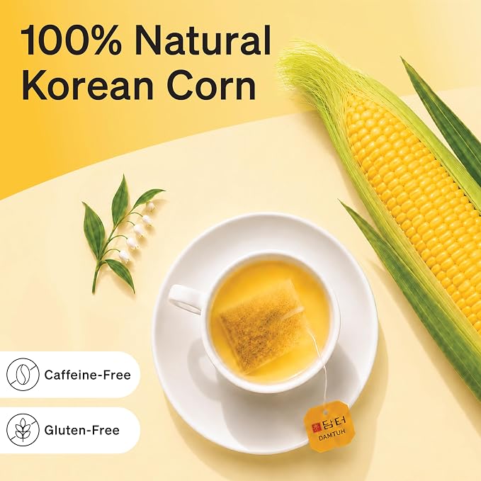 Damtuh Korean Corn Silk Tea, Corn Tea Bags, Caffeine-Free Herbal Tea, 100 Bags