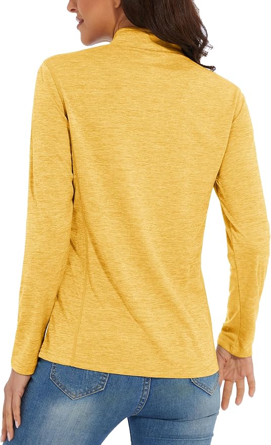 MAGCOMSEN Women's UPF 50+ Sun Shirts Long Sleeve 1/4 Zip Pullover Quick Dry Workout Hiking Tops Running Athletic Shirts