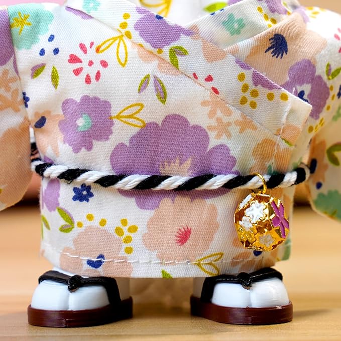 17cm Doll Clothes,Outfit Accessories Kimono Set for 6.7inch Dolls Girls, Kawaii Chic Designer Style Flower Hairbow+Purple Clothing+Cute Halloween Mask+Shoes(NO Doll)