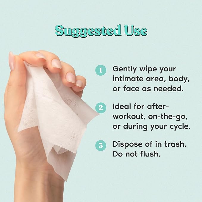 Her Fantasy Box | Everywhere Wipes – 100% Organic Cotton, Gentle & Refreshing, pH-Balanced, Fragrance-Free, Plant-Powered for Body, Face & Intimate Areas, Ideal for Sensitive Skin - 12 Pack, 180 Wipes