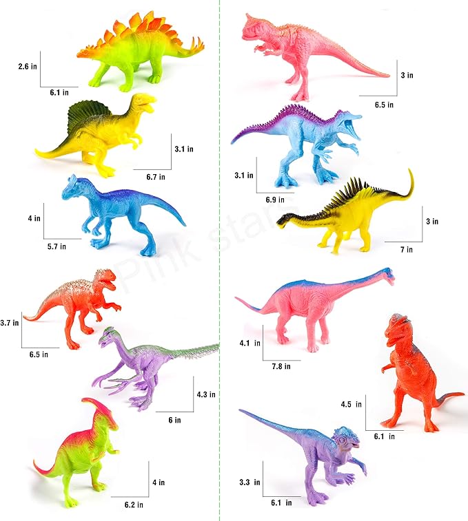 Dinosaur Figures for Toddlers Kids Toys 7 inch Jumbo Figure Educational Mini Small Kimicare Animal Toy,Cake Decoration Dinosaur Girls Boys Gift Party Supplies