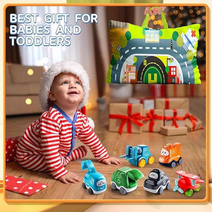 Big Cartoon Truck Car Toys for 1 Year Old Boy with Playmat/Storage Bag|Baby and Toddler Toys 12-18 Months & Age 1-2|1st Birthday for Baby Toys 1 Year Old