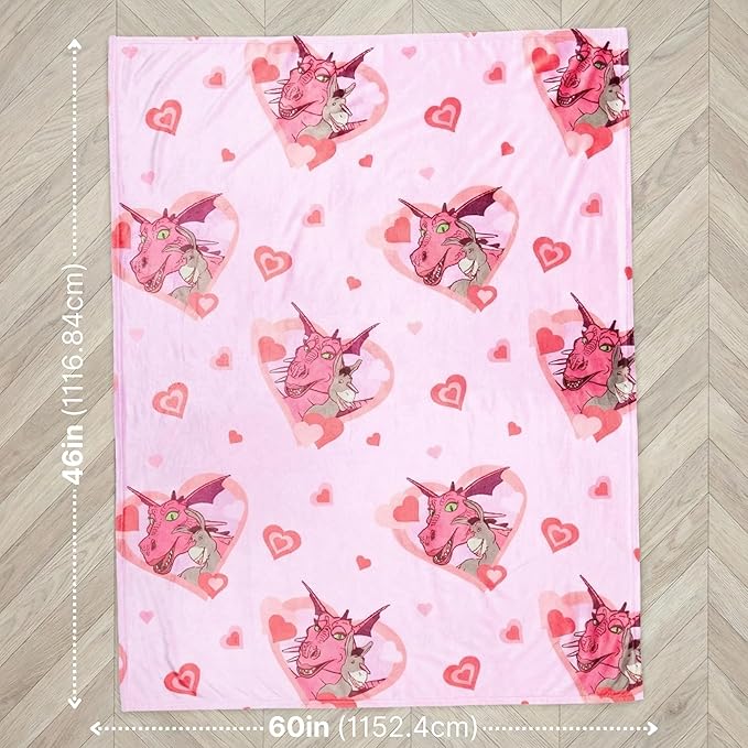 Shrek Donkey & Dragon Bedding Super Soft Plush Cozy Throw Blanket, 46 in x 60 in, Valentine's Day (Officially Licensed Product) by Franco Collectibles